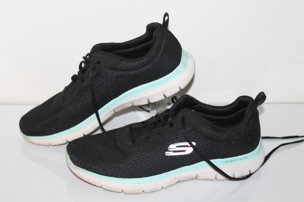 Skechers Virtue Walking Casual Sneakers, 149303, Black/Turq, Women's Size 9.5